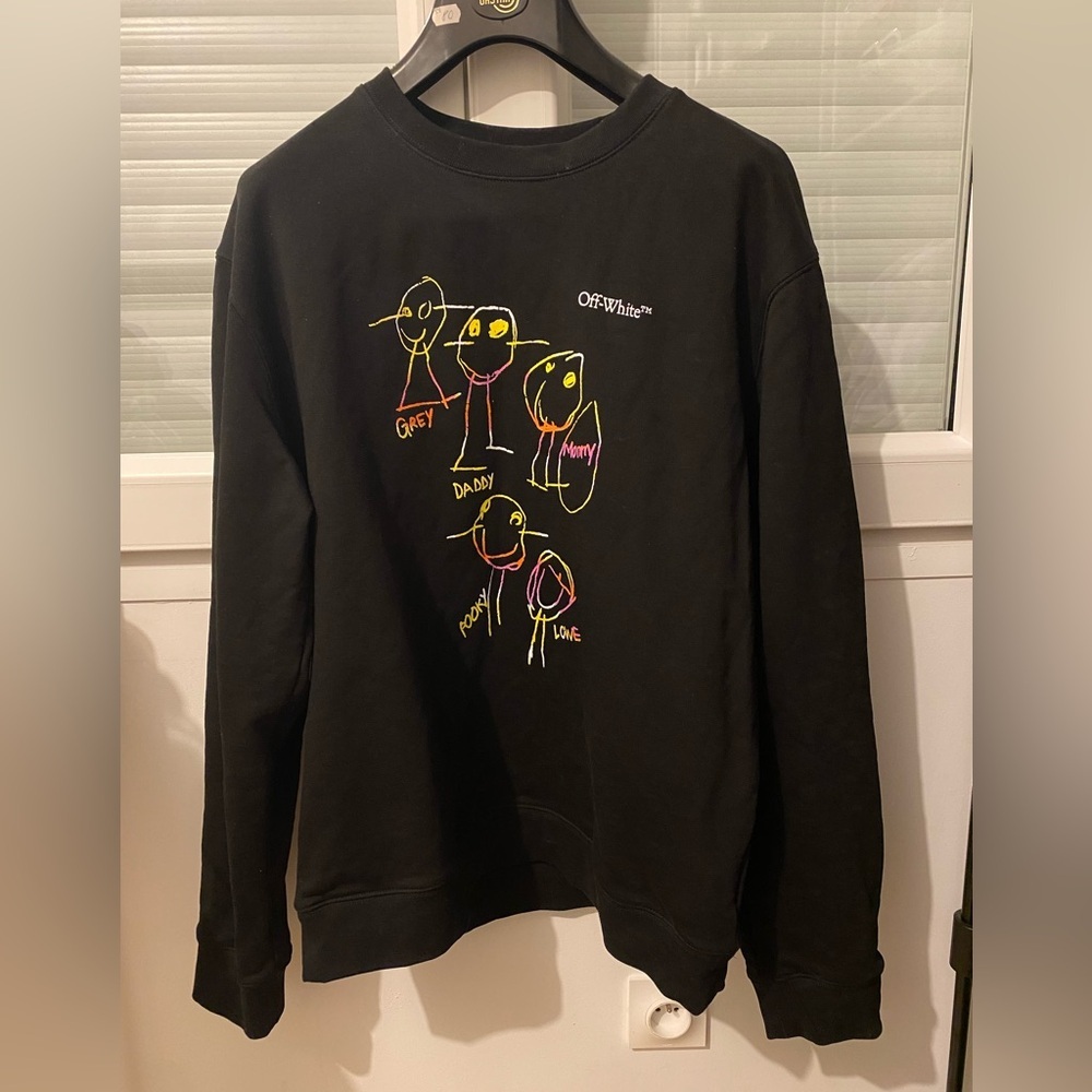 Off-White Black Crewneck sweatshirt with Colorful Graphic size Large
